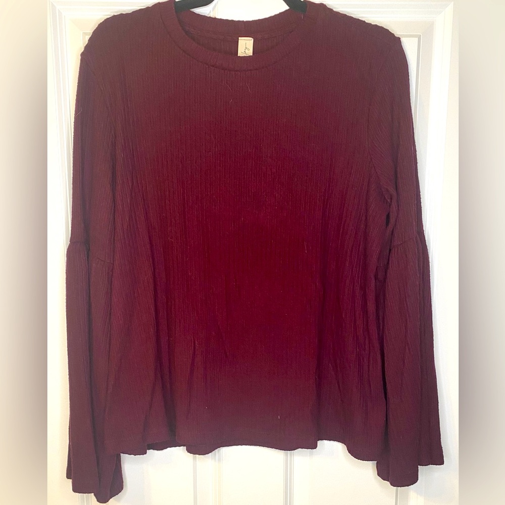 Allison Joy - Plum Bell Sleeve Sweater - Size: XL